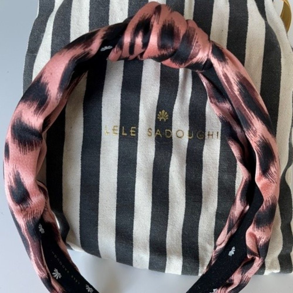 LELE SADOUGHI BLUSH SILK LEOPARD HEADBAND